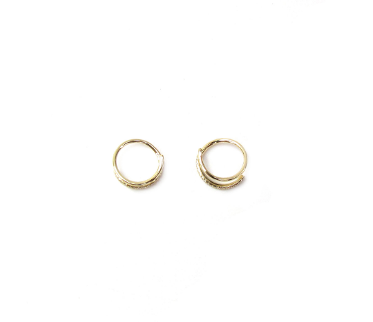 14K Solid Gold Diamond Spiral Earrings | Double Piercing Hoop Illusion